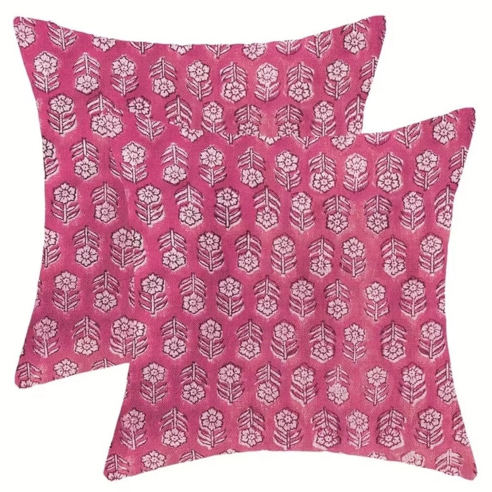 Pink Patterned Decorative Throw Pillow Cover - Set of 2